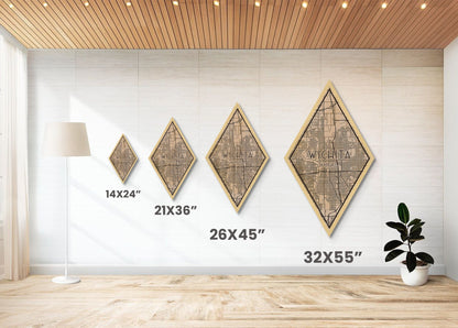 Wichita Diamond Shaped Travel Poster, Custom Diamond Shaped Wall Art, City Map Canvas