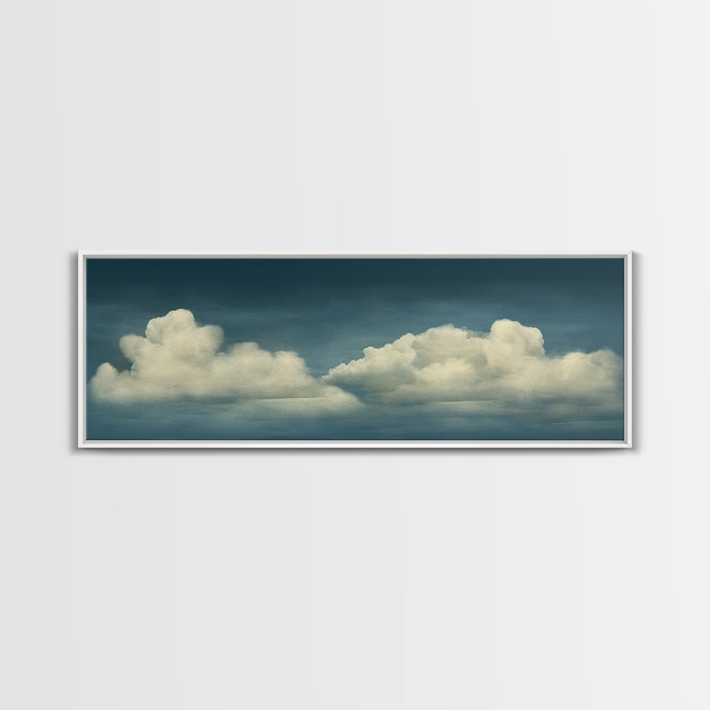 Wide Format Clouds Wall Art - Panoramic Print - Framed Canvas Print - Panoramic Framed Canvas Cloudy Art Print - Clouds On A Blue Sky