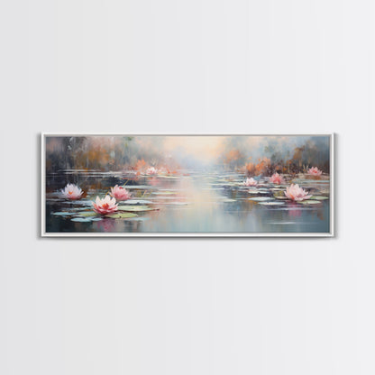 White Water Lilies Fantasy Decor, Framed Canvas Print, Ready To Hang, Floral Wall Art, Home Decor, Springtime Art, Farmhouse Art