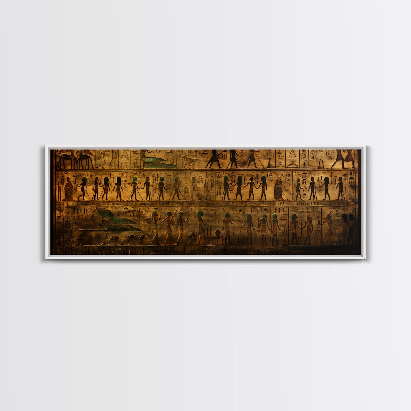 Egyptian Hieroglyphs, Framed Canvas Print, Unique Wall Art, Egyptian Inspired Wall Decor