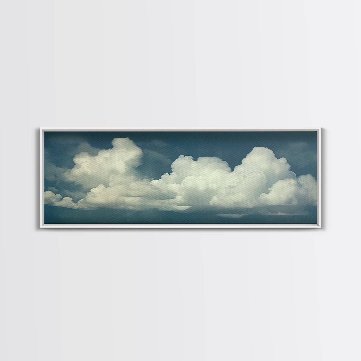 Large Format Clouds Wall Art - Panoramic Print - Framed Canvas Print - Panoramic Framed Canvas Cloudy Art Print - Clouds On A Blue Sky