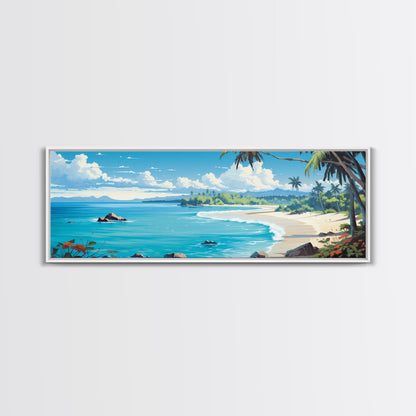 The Beach - Tropical Painting Framed Canvas Print - Hawaii Art - Tropical Decor - Above Sofa Wall Art - Wall Hanging