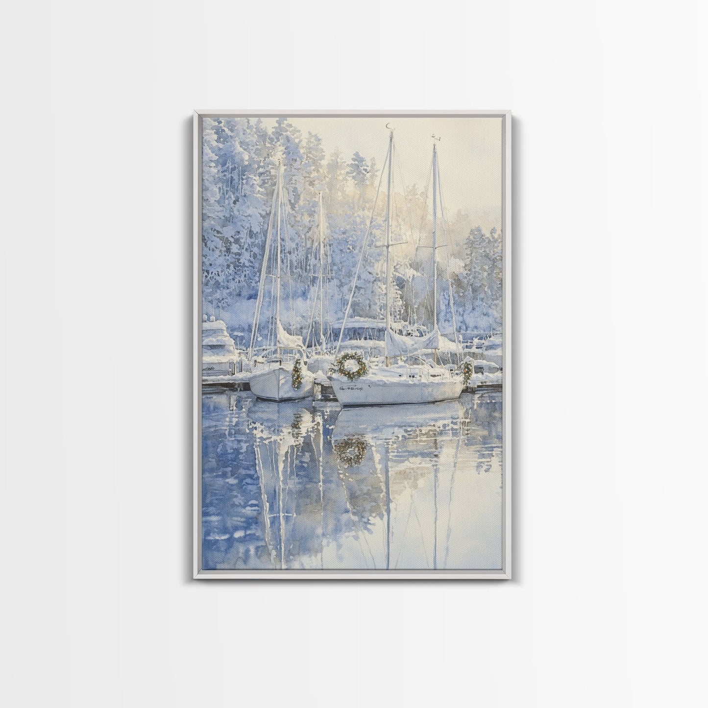 Nautical Christmas Decor, Sailboats On A Frozen Lake, 2024 Christmas Decor, Boho Christmas Decor, Christmas Mantle Decor