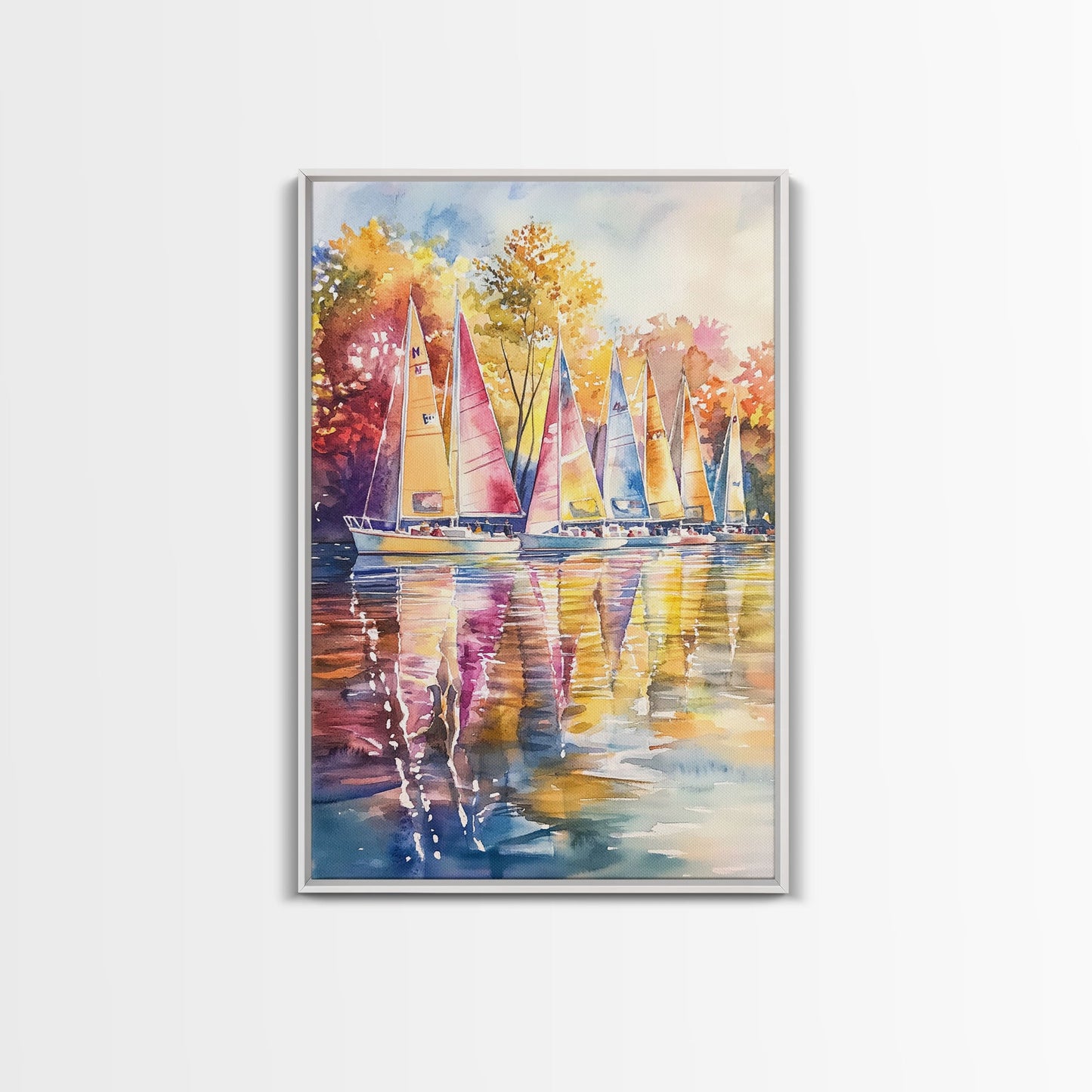 Church Steeple Surrounded By Fall Trees Framed Canvas Print Autumn Village Scene Best Gift Seasonal Wall Art Holiday Home Decor
