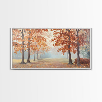 Elegant Christmas party with guests in formal attire by a Christmas tree Framed Canvas Print, holiday wall art for classy Christmas decor