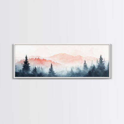 Misty Mountain Panoramic Print, Wood Framed Wall Art, Dark & Moody Home Decor, Fog Over The Blueridge Mountains