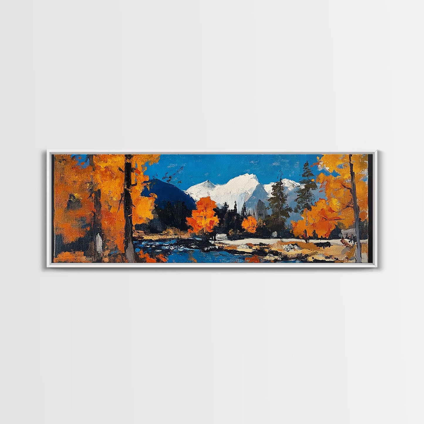 Landscape Wall Art Framed - Horizontal Landscape Print - Fall landscape Painting - Panoramic Landscape Wall Art - Woodlands Painting - Nature Art