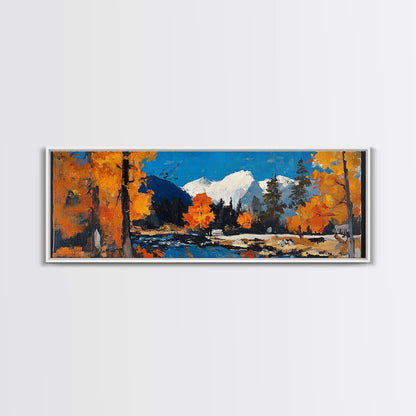 Landscape Wall Art Framed - Horizontal Landscape Print - Fall landscape Painting - Panoramic Landscape Wall Art - Woodlands Painting - Nature Art