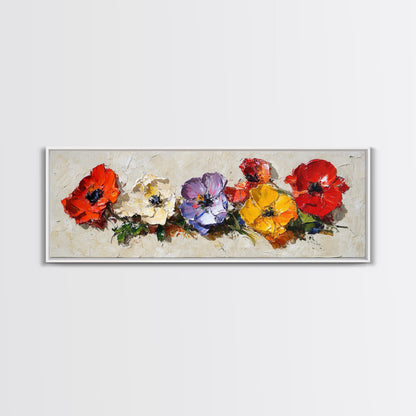 Framed Canvas Wall Art - Wild Flowers - Canvas Print - Impasto Style Oil Painting Print - Floral Botanical Wall Art - Wild Flowers