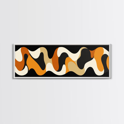 Amber Waves - Framed Canvas Print - Boho Abstract Wall Art - Modern Home Decor - MCM Style Black Background Wall Art