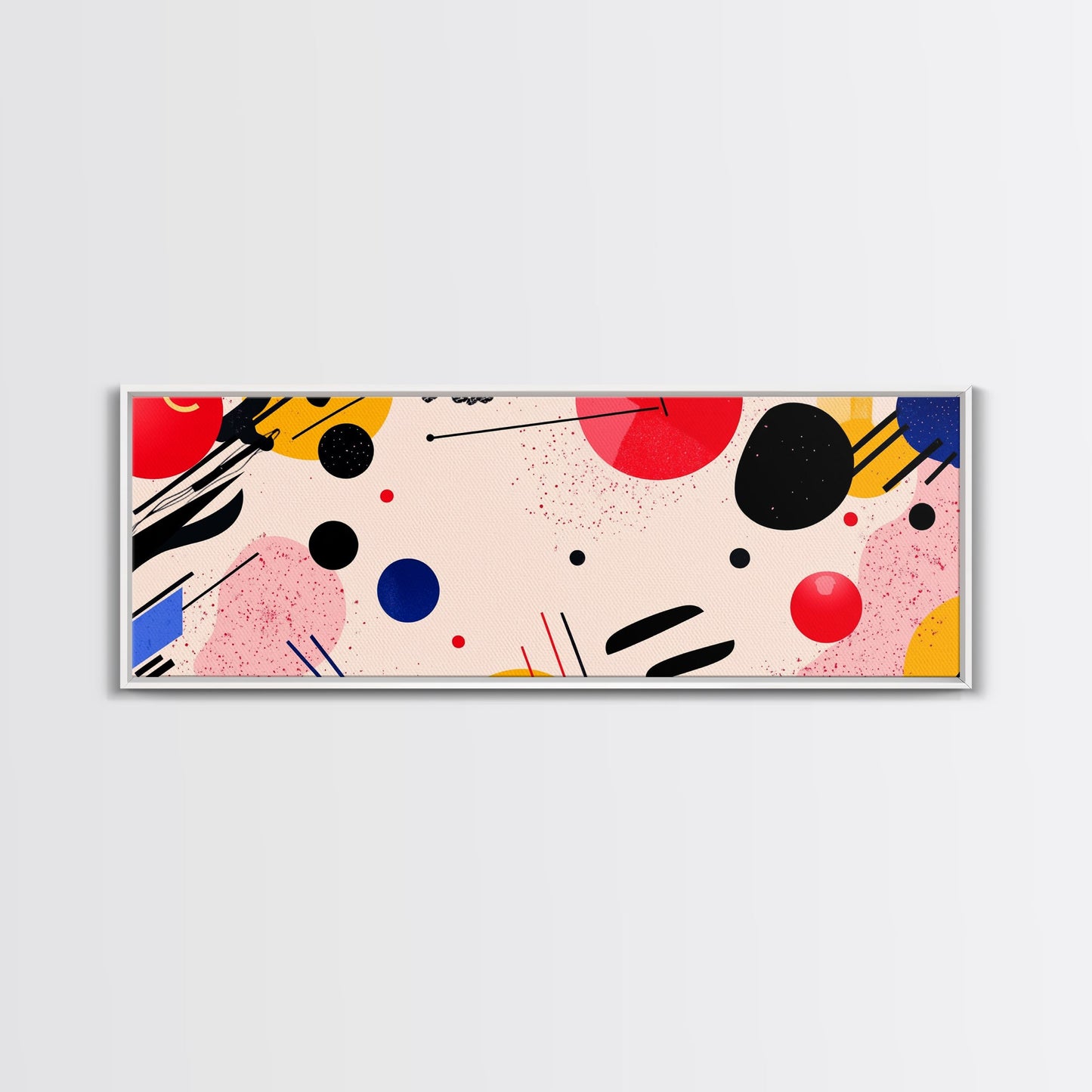 Retro 1990s Inspired Wall Art, Framed Canvas Print, Pink and Cerise Geometric Shapes, Boho Abstract Art, Modern Art / Home Decor