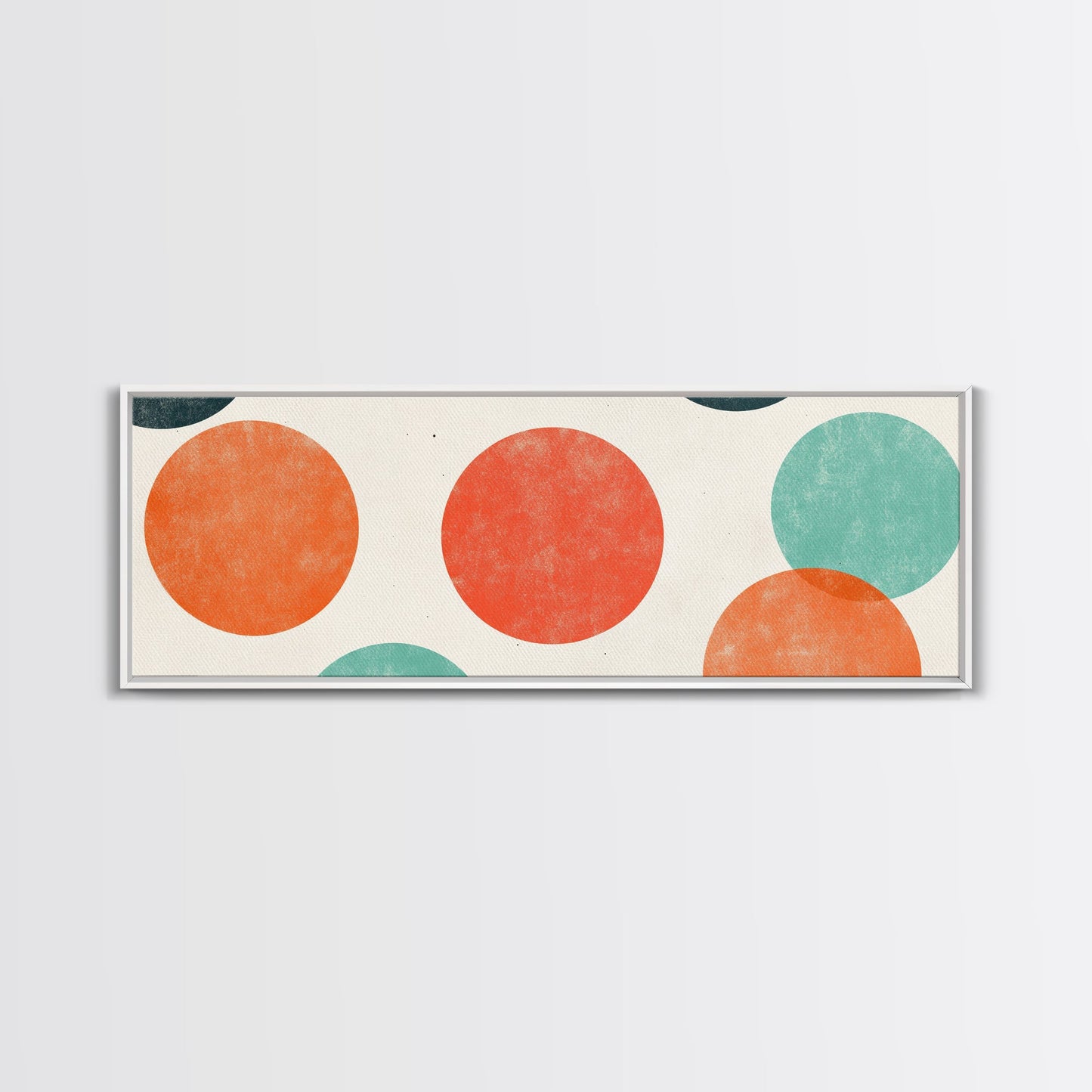 Orange and Green Wabi Sabi Wall Art, Framed Canvas Print, Abstract Wall Art, Minimalist / Neutral Circles Extra Wide Art