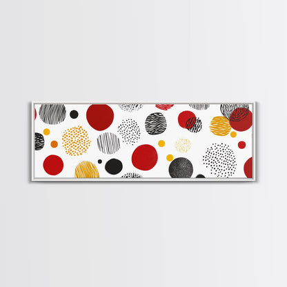 Polk Dots MCM Wall Decor, Framed Canvas, Canvas Print, Midcentury Modern Abstract Art, White Background, Eclectic Kitsch Home Decor