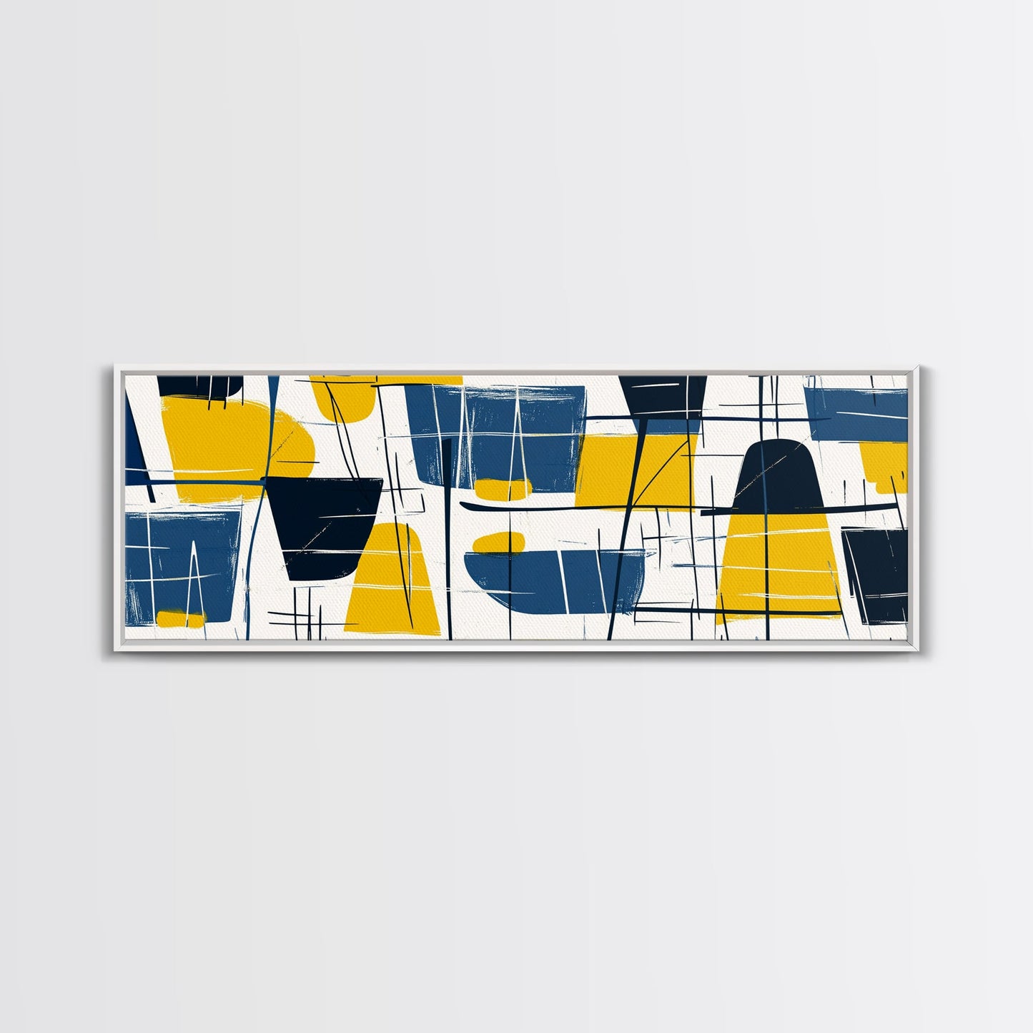 Large Colorful Abstract Painting - Blue, Yellow and Black Abstract Art - Abstract Art Large Canvas Modern Art for Above Sofa
