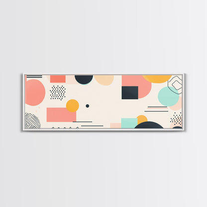 Geometric Abstract Art, Wood Framed Canvas, Canvas Art, Retro 90s Vibes Abstract Home Decor