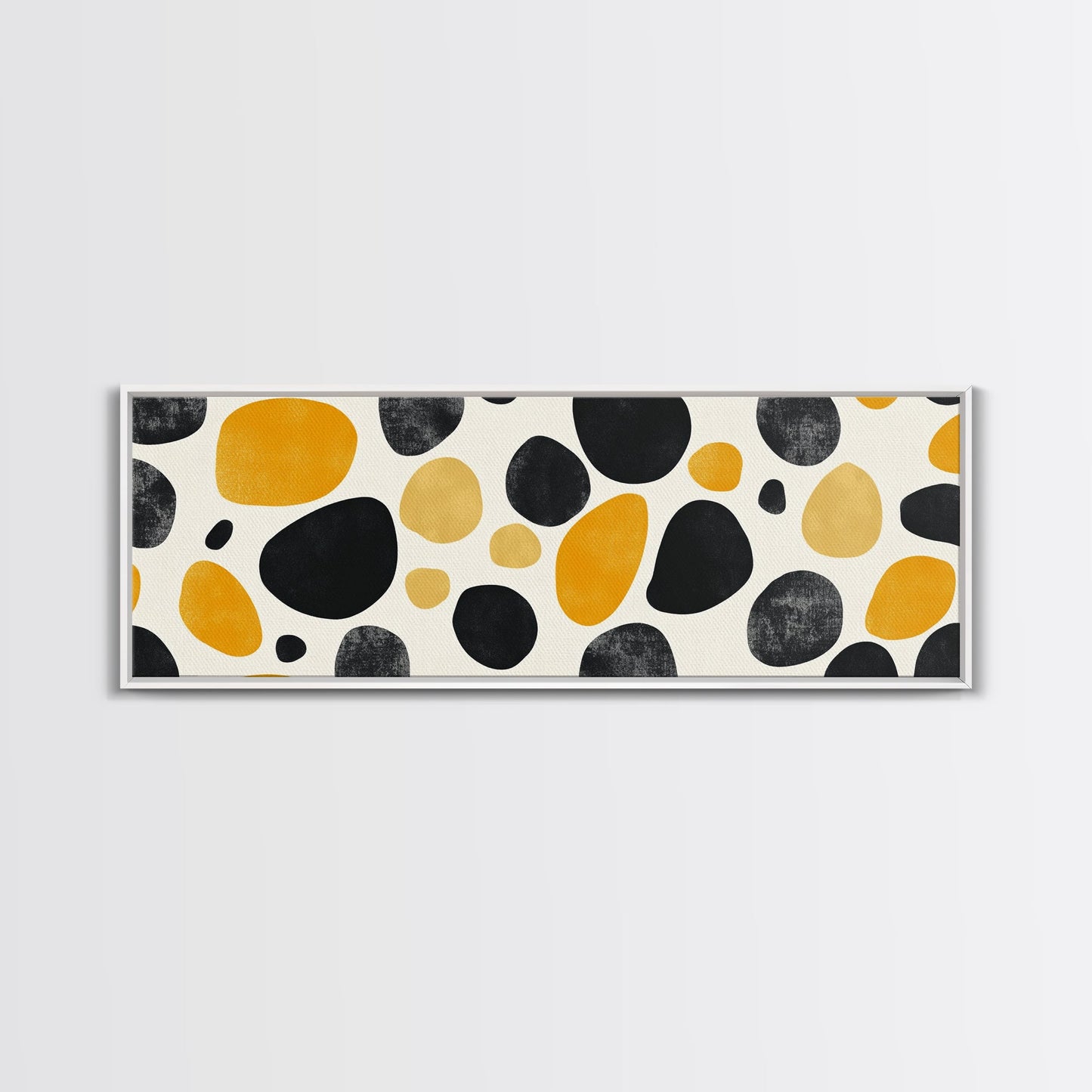 Stones In A River Bed, Frames Canvas Print, Black, Gold and White Abstract Painting Print, Modern Home Decor, Mid Century Modern Wall Art