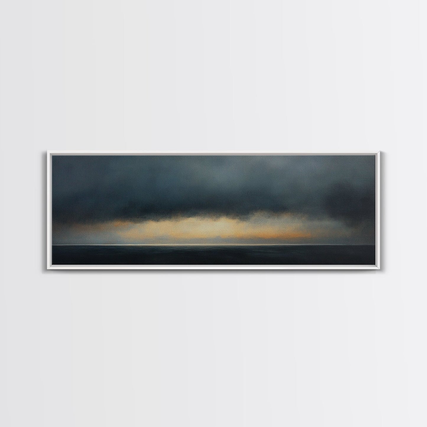 Prelude - Storm Over The Calm Sea - Framed Canvas Print - Dark and Moody Decor - Seascape Painting - Unique Wall Art