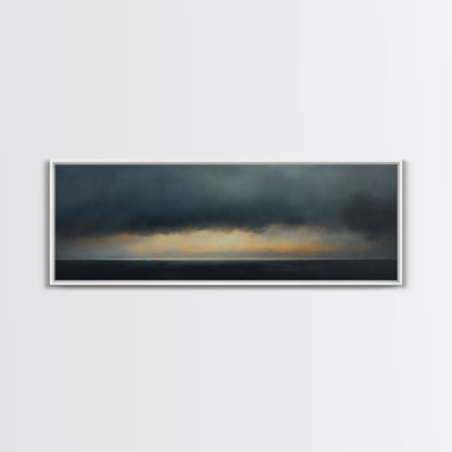 Prelude - Storm Over The Calm Sea - Framed Canvas Print - Dark and Moody Decor - Seascape Painting - Unique Wall Art