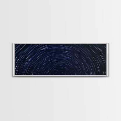 Spiral Of Stars Framed Canvas Print, Timelapse Photography Style Print, Oversized Living Room Decor