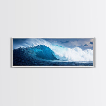 The Wave - Huge 40 Foot Wave - Surfer Decor - Framed Canvas Print - Nautical Decor - Nautical Art - Seascape Painting