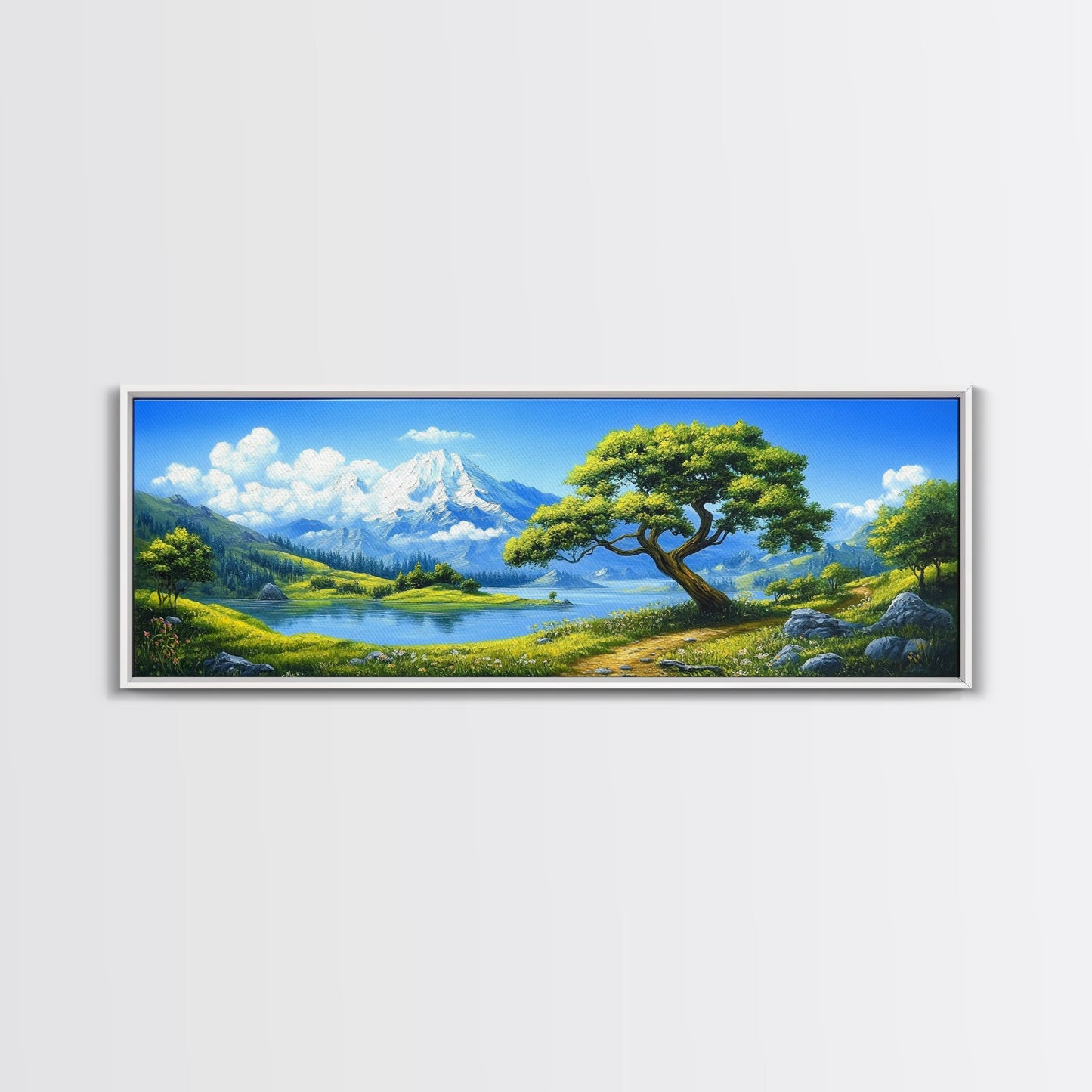 Vintage Oil Painting Canvas Print, Wall Art, Nature Painting, Panoramic Landscape Painting, Large Gallery Art