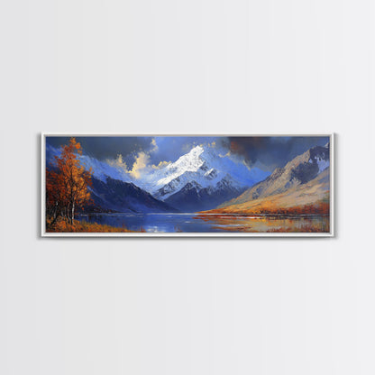 Landscape Wall Art - Framed, Horizontal Landscape Print, Panoramic Landscape Wall Art, Oil Painting Landscape, Above Bed Long Wide Print, Modern Wall Art
