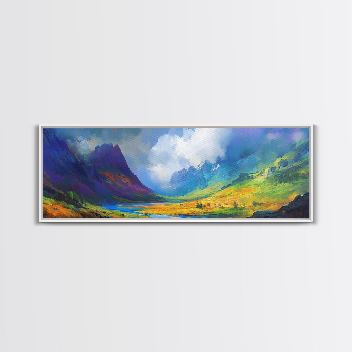 Colorful Fantasy Landscape Painting Print, Oversized Wall Art, Purple and Green Wall Art