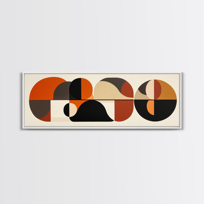 Earthy Tones MCM Style Panoramic Print, Geometric Shapes, Abstract Wall Art, Extra Wide Oversized Art