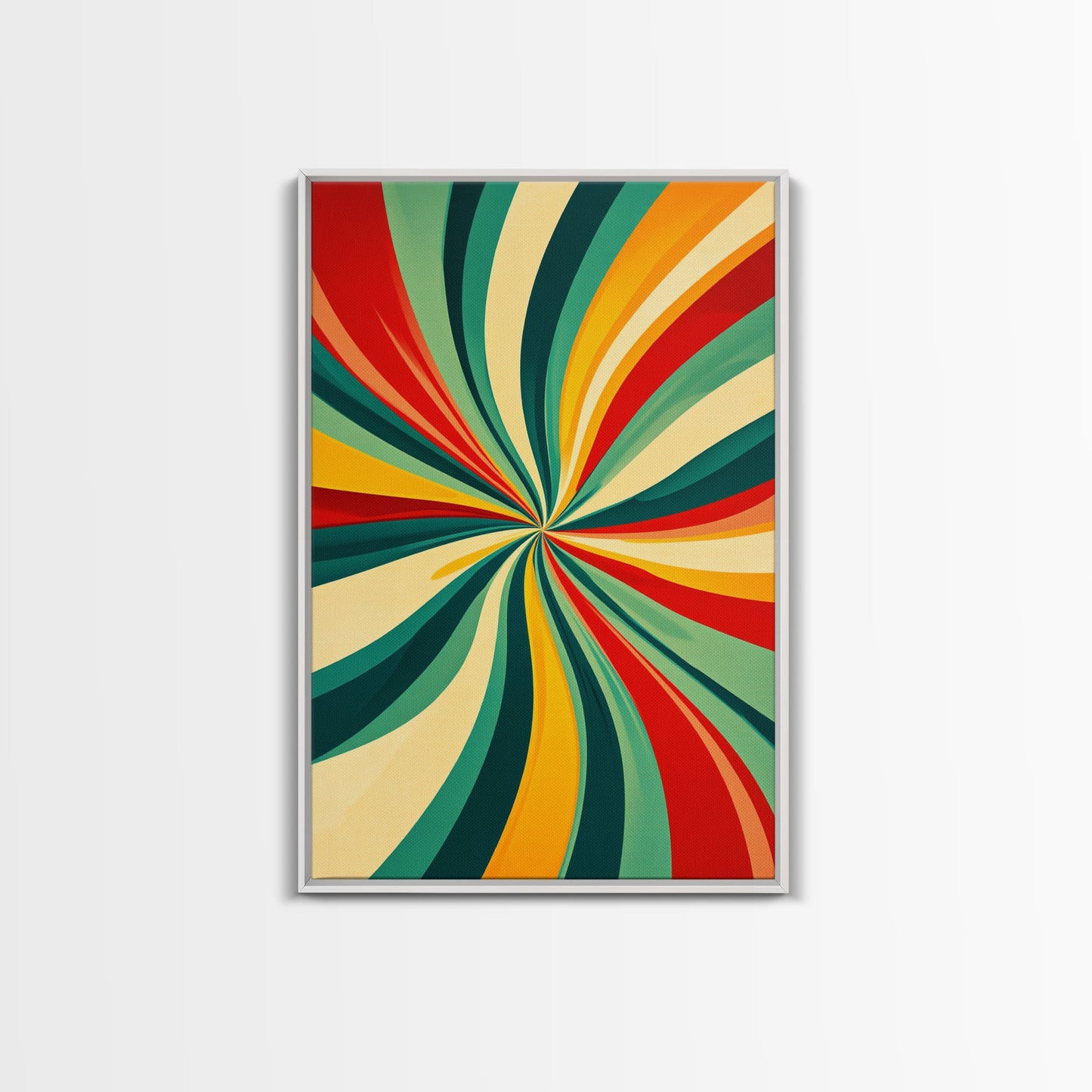 MCM Wall Art Framed Canvas Print, Colorful Boho Style Wall Art, Mid-Century Modern Wall Art, Retro 1950s Style Geometric Abstract Art