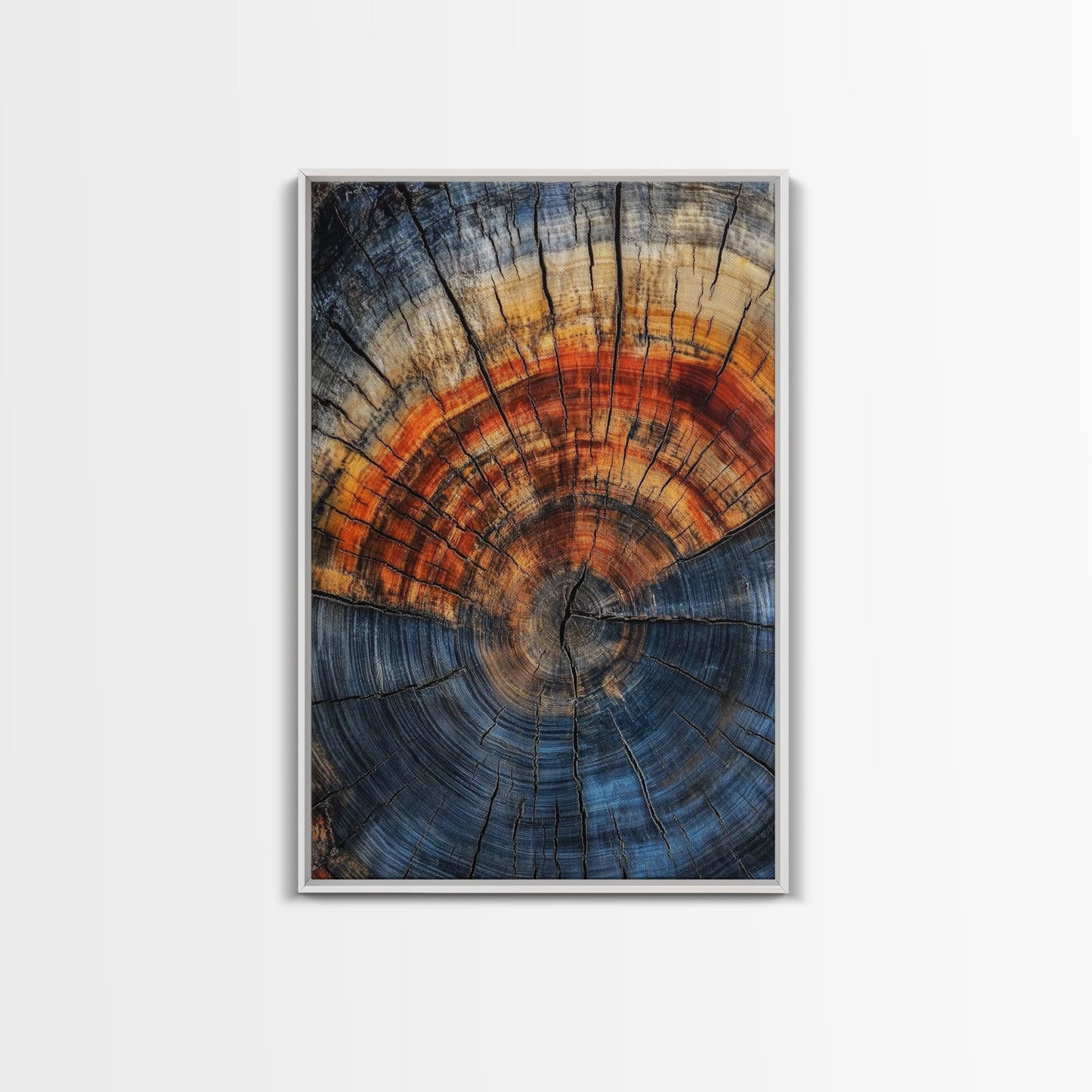 Nordic Style Tree Rings Canvas Print, Modern Farmhouse Rustic Decor, Wood Framed Art, Original Art On Canvas Wood Rings Wall Art Print