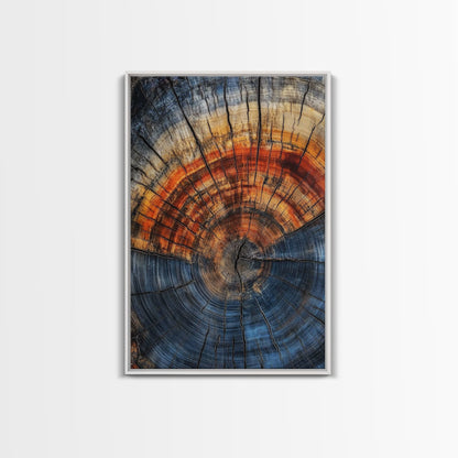 Nordic Style Tree Rings Canvas Print, Modern Farmhouse Rustic Decor, Wood Framed Art, Original Art On Canvas Wood Rings Wall Art Print