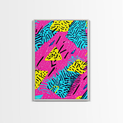 Retro 90s Style Abstract Art Canvas Print Preppy Decor Living Room Or Dorm Room Wall Art