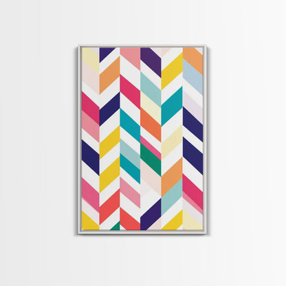 Pastel Chevrons Wall Art, Framed Canvas Print, Wood Framed Wall Art, Framed Wall Art, Gift Idea, Home Decor