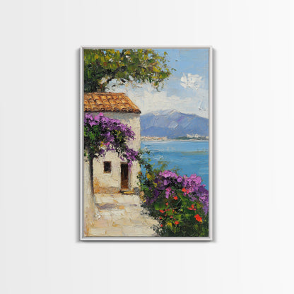 Italian Villa Art - Italy Print - Canvas Print - Gift For Italian, Italy Decor Vacation Gift Idea, Boho Modrn Art, Italy Themed Gift