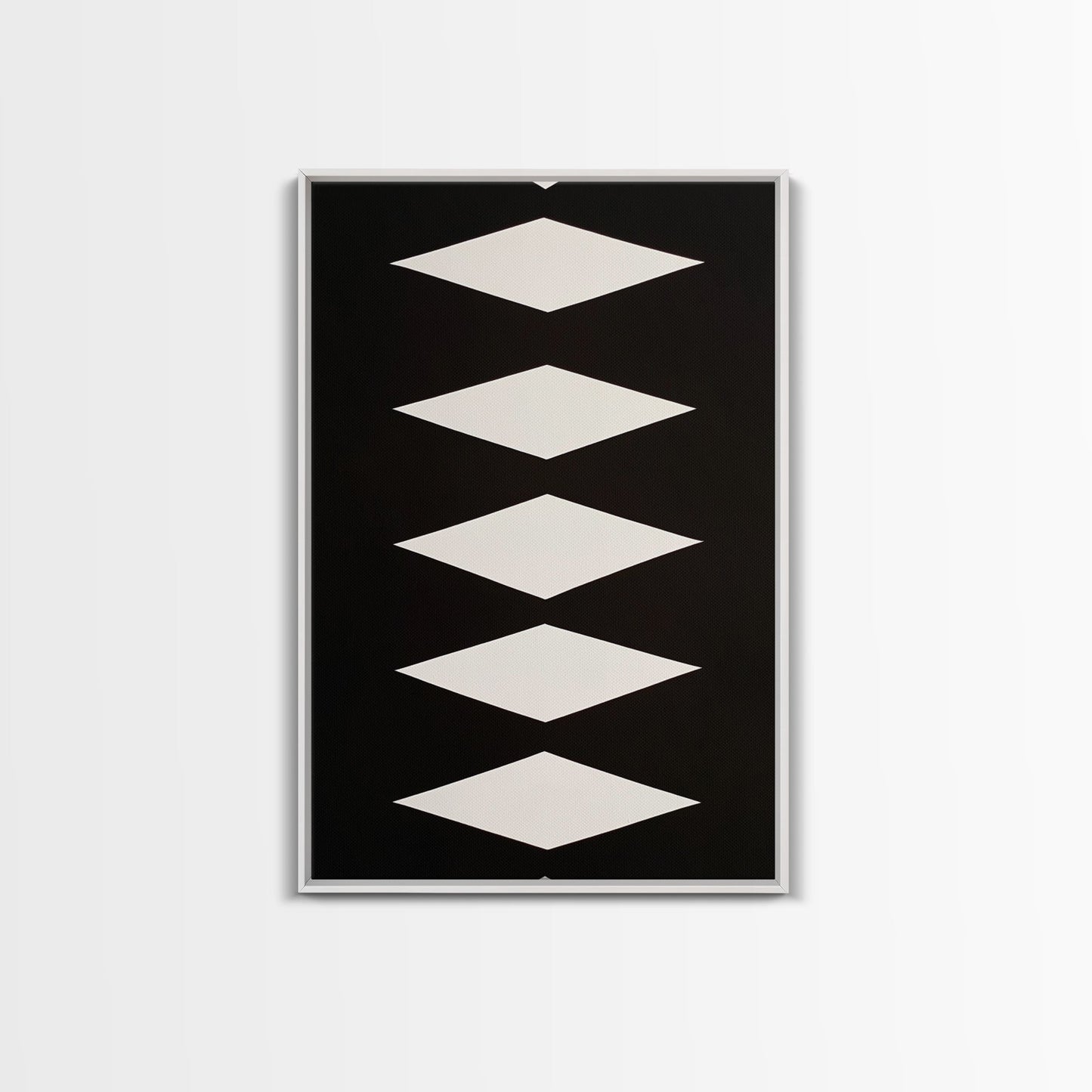 White Diamonds Geometric Aztec Terracota Canvas Print, Modern Farmhouse, Southwestern Art, Arizona Art, Black and White Wall Art