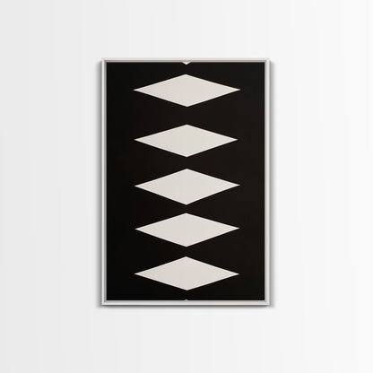 White Diamonds Geometric Aztec Terracota Canvas Print, Modern Farmhouse, Southwestern Art, Arizona Art, Black and White Wall Art