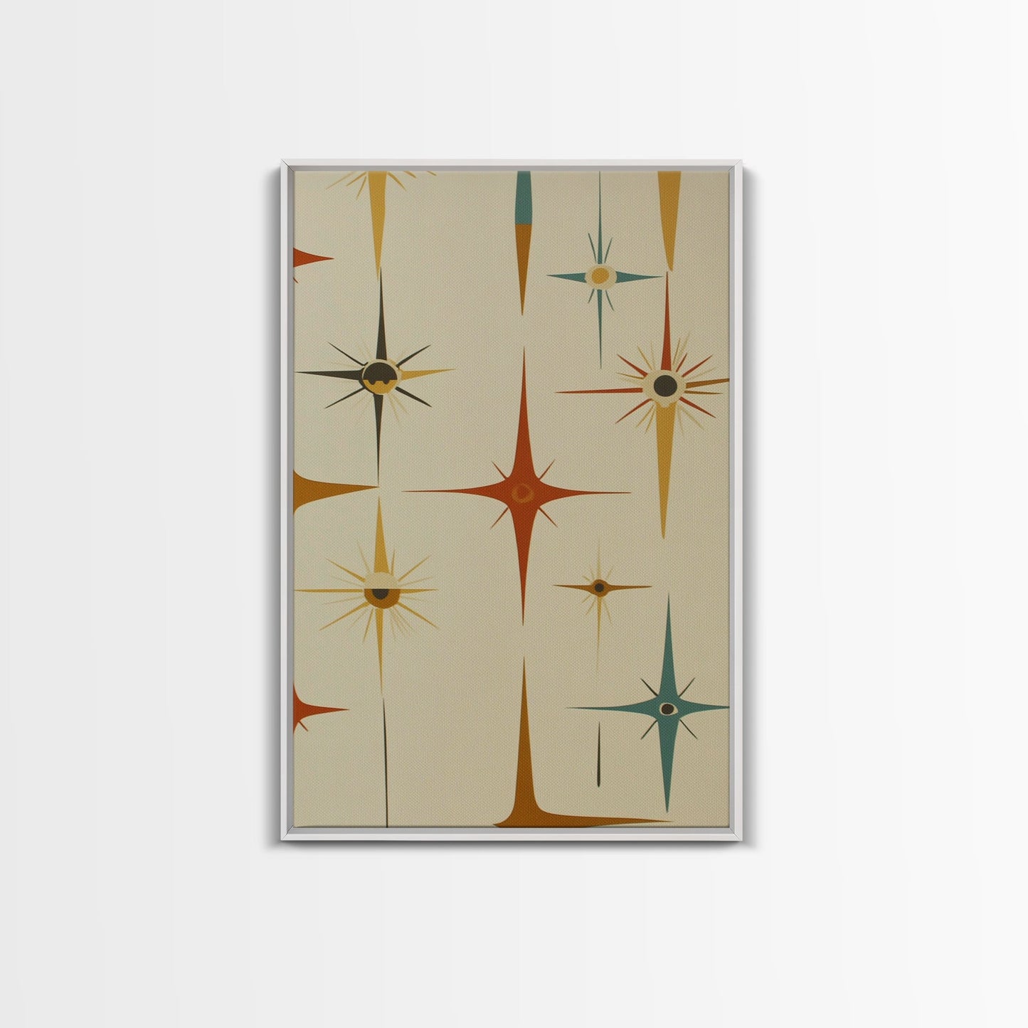 Mid Century Modern Atomic Starburst Retro Wall Art - Atomic Decor - Canvas Print - 50s Style Wall Art - MCM Mid Century Modern Art