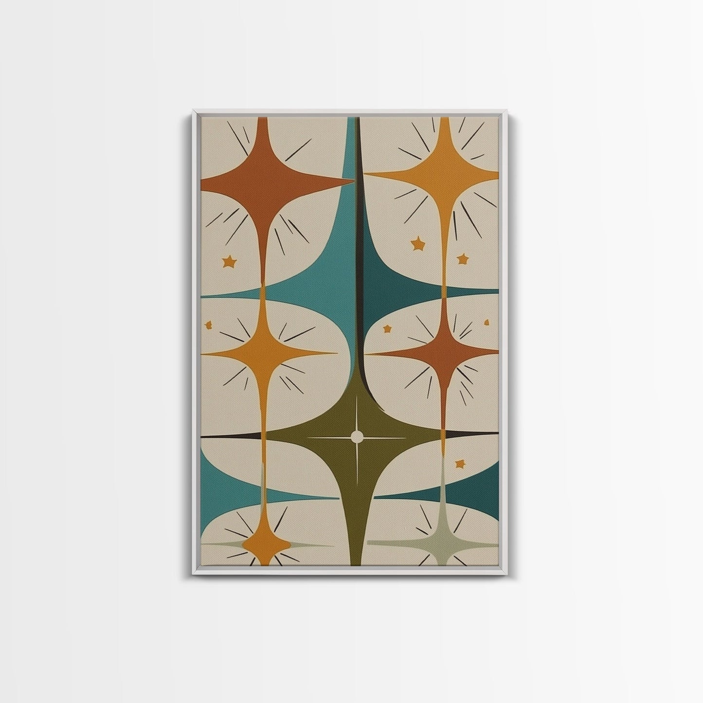 Art Deco Star Burst Canvas Print Wall Art, Retro 1950s Style, Starburst, Mid-Century Modern Wall Art, Minimalist Home Decor, Modern Art