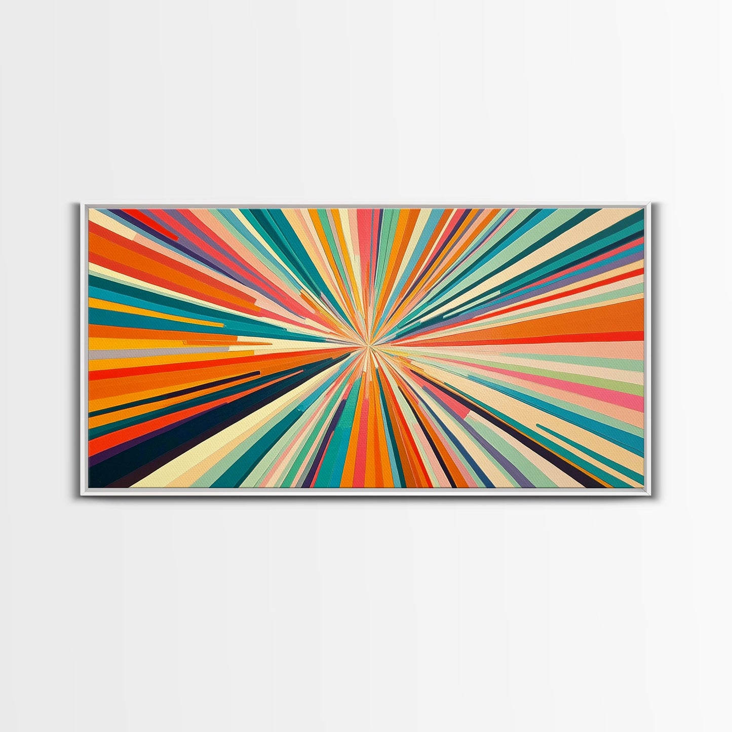 Sunburst Canvas Wall Art Canvas Print | Horizontal Pastel Color Sunset Print | Panoramic Abstract MCM Style Wall Art | Large Wide Print