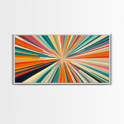 Sunburst Canvas Wall Art Canvas Print | Horizontal Pastel Color Sunset Print | Panoramic Abstract MCM Style Wall Art | Large Wide Print