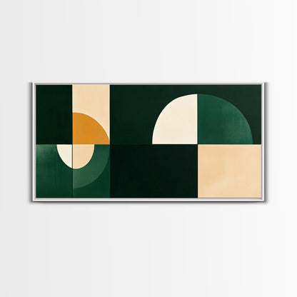 Horizontal Mid Century Modern Wall Art Framed Canvas Print, Oversized Extra Large Over Sofa living Room Wall Decor, Wall Hanging Canvas