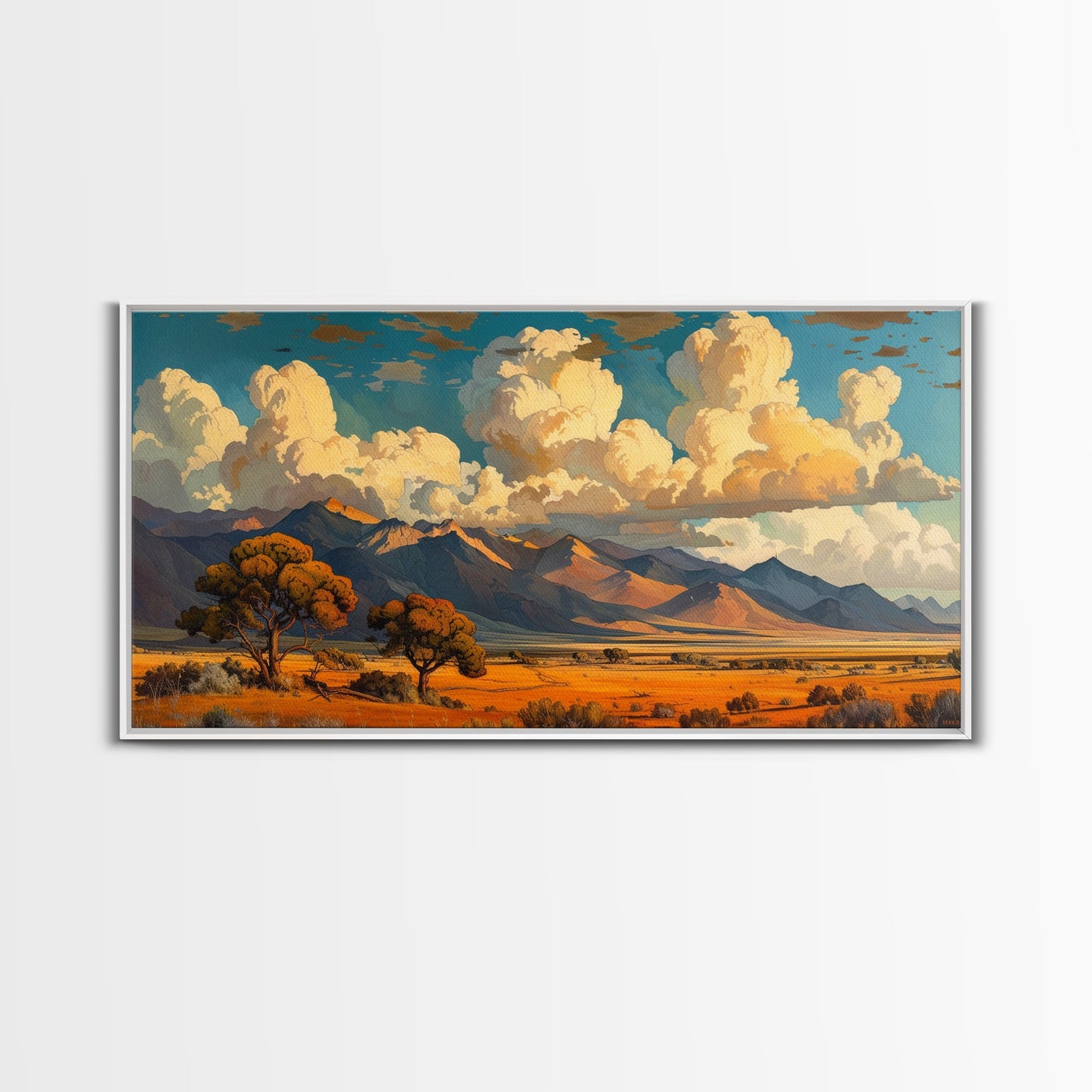 Home On The Mountains Framed Canvas Print, Southwestern Wall Art, Beautiful Home Decor For Above Sofa Or Couch, Rustic Farmhouse Art