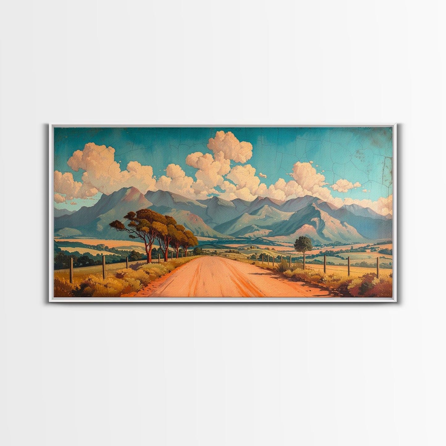 Nevada Desert Dirt Road Framed Canvas Print, Nature Print, Minimalist Wall Art, Life In The Desert, Rustic Farmhouse Above Sofa Wall Art