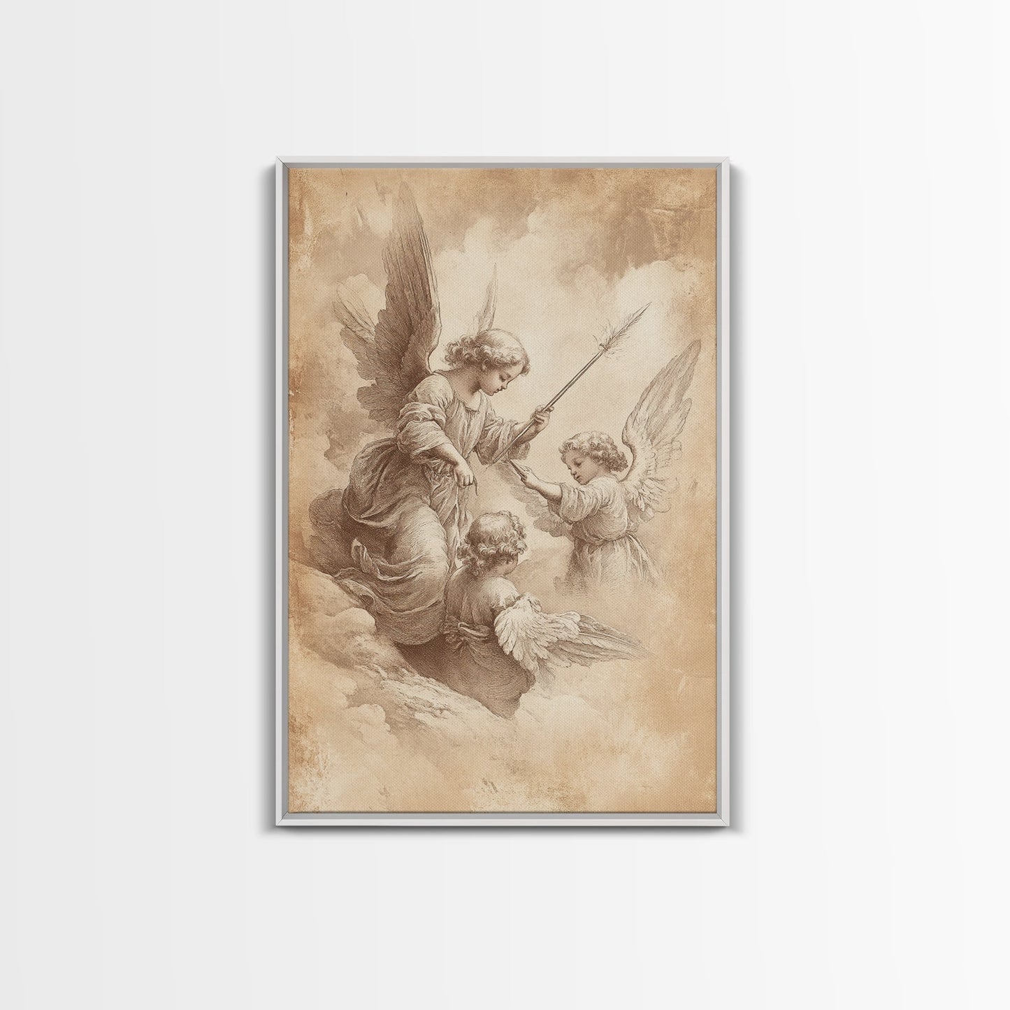 Angelic Painting Print, Framed Canvas Print, Angelic Wall Art, Abstract Angel Artwork, Personalized Gifts, Guardian Angels