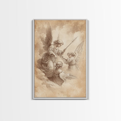 Angelic Painting Print, Framed Canvas Print, Angelic Wall Art, Abstract Angel Artwork, Personalized Gifts, Guardian Angels