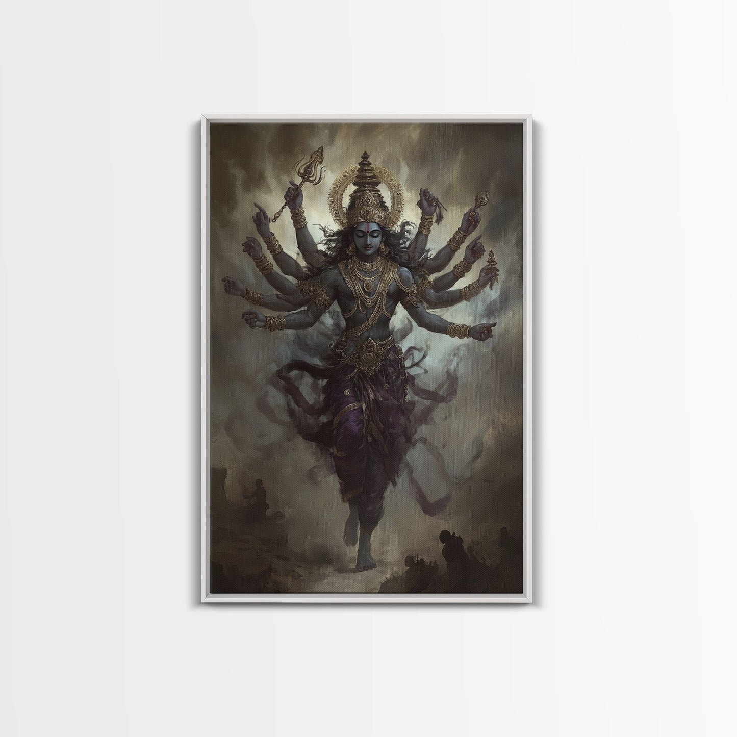 Radha Krishna Wall Art, Framed Canvas Print, Indian Inspired Wall Art, Krishna Painting, Hindu Art, Hinduism Decor