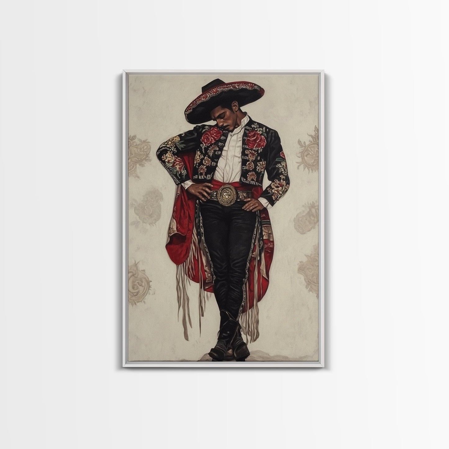 The Matador Oil Painting Canvas Print, Chicano Wall Art, Mexicano Decor, Mexican Inspired Wall Art