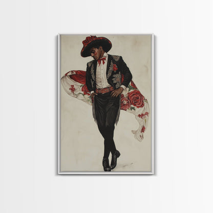 Spanish Toreador Framed Canvas Print, Impressionist Wall Art, Mexicano Wall Art, Spanish Decor, Spanish Wall Art, Cultural Decor