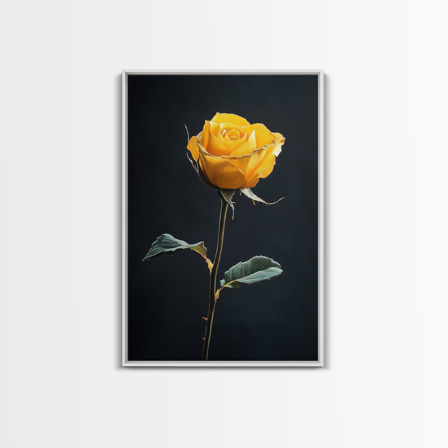 Maximalist Painting Print of a Yellow Rose, Framed Canvas, Wood Framed Art, Modern Farmhouse Decor, Rose Painting, Rose Art