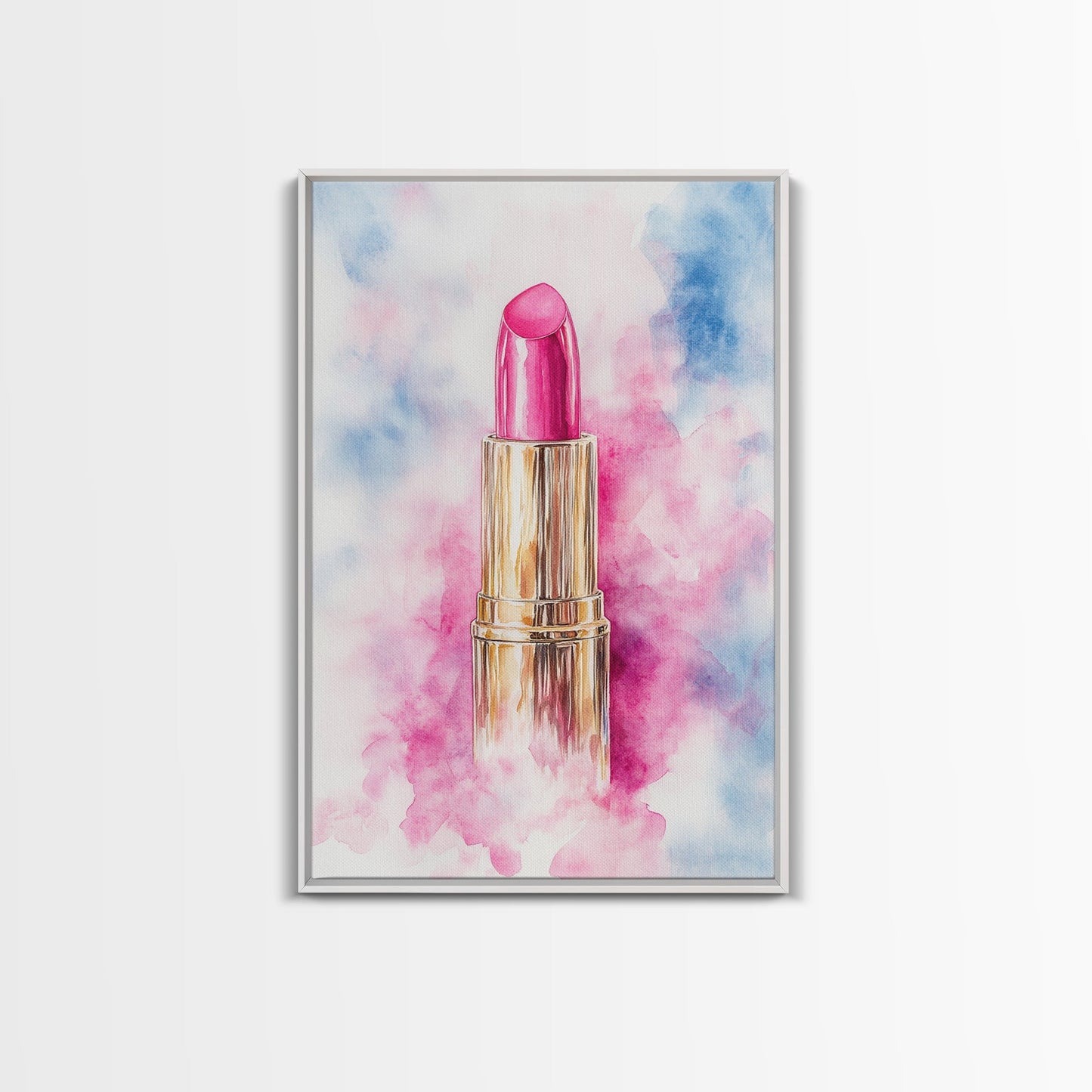 Pink Lipstick Framed Canvas Print, Preppy Dorm Room Decor, Makeup Wall Art, Girl's Dorm Room Wall Art, Preppy Art, Preppy Style Decor
